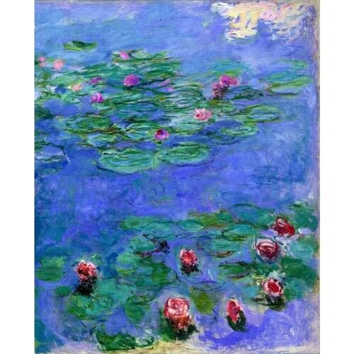 High quality Claude Monet modern art Water Lilies Red- Oil paintings reproduction hand painted