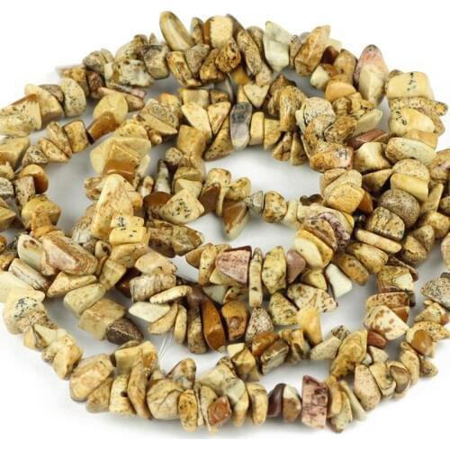 YHBZRET Natural Picture stone Chips Beads for Needlwork Jewelry Making 86cm Irregular Gravel Semi Precious Stones Bracelets Diy