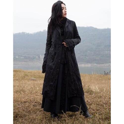 Owen seak Women Parker Coats High Street Style Clothing Trench Autumn Dust Women Coats Windbreaker Black Trench