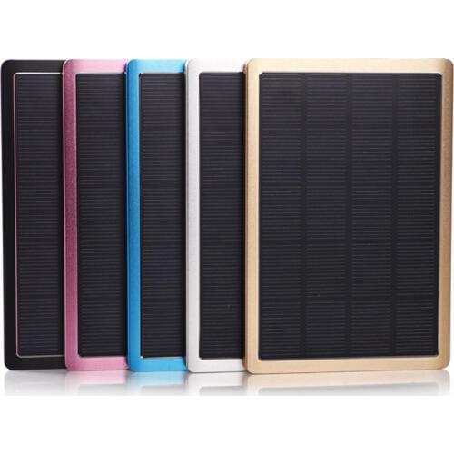 1x Solar Panel Charger dual-USB Power Bank Real 10000mAh Waterproof Outdoors External Portable Aluminum Smart Charging Protected