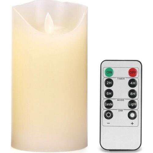 15cm(H) Flickering Flameless Pillar LED Candle Lights Remote controlled Timer moving wick melted edge Wedding Xmas Party-Amber