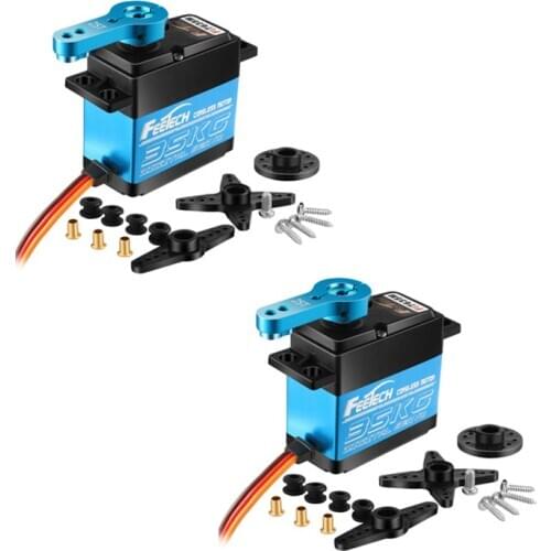 2Pcs Coreless Motor Aluminum Alloy Gear Digital Servo Gear Ratio 1/356 with 35kg High Torque for Robot RC Car (Angle 180)