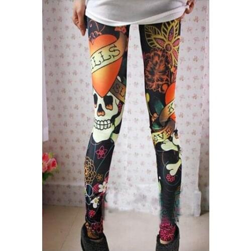 50pcs/lot Wholesale Personalized skull print Denim Leggings Women seamless leggings Korea Style Legging