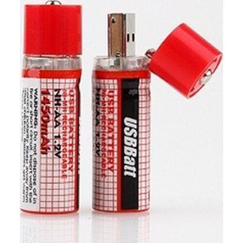 On Promotion 1.2V 1450MAH 2pcs/lot USB AA Battery Rechargeable Battery AA 1.2V 1450MAH Nimh Battery 1450MAH USB AA Long Life