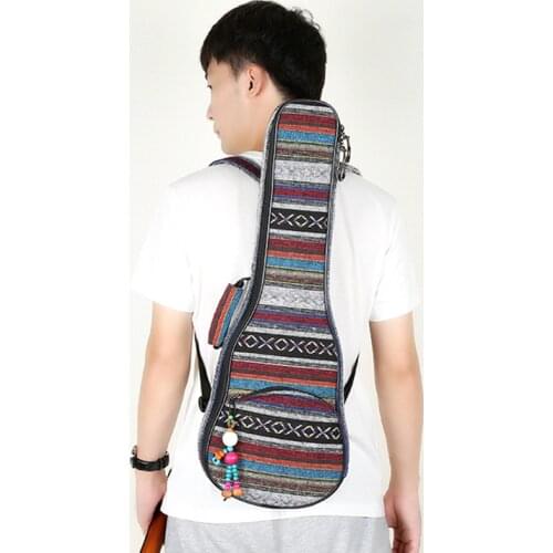 Ukulele Case Bag Backpack Adjustable Ethnic Bohemia Style Ukulele Cover Padded Bag