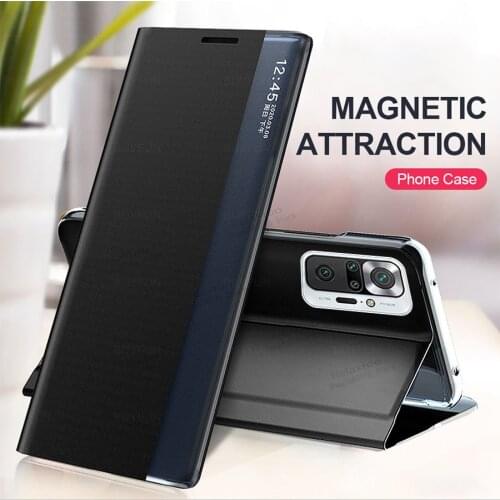 Luxury Smart View Window Flip PU Leather CoversCase For xiaomi redmi note 10 pro max 10s 10pro 10 4g Magnetic Phone Book Cover