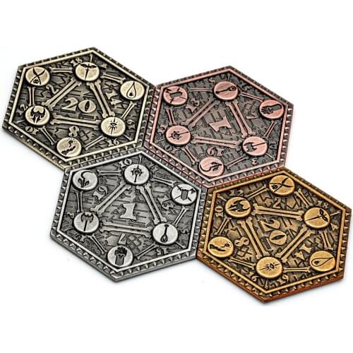 Cusdie 4 Pcs Metal Coins D20 Coins 45mm Metal Plated for RPG D&D Critical Fumble Novelty