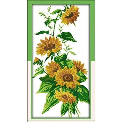 Flower Sunflower Cotton Cross Stitch Kits 14CT White Canvas 11CT Accurate Printed Embroidery DIY Handmade Needle Work Home Decor