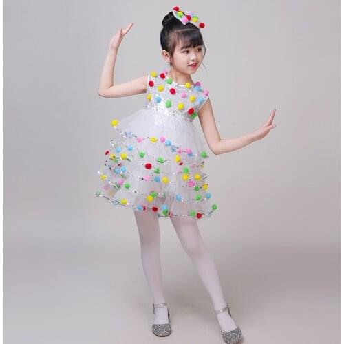 Kids Girl Dance Sequins Salsa Dress Dance Dress For Girls Costume Dancewear Pick Size