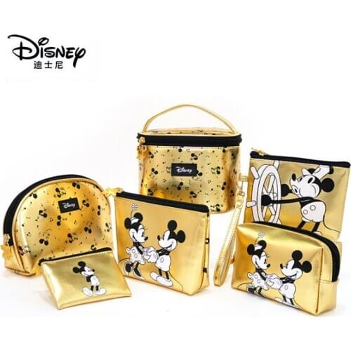 Disney Genuine Mickey Minnie Travel Multifunctional Cosmetic Bag Female Portable Cute Cosmetic Bag Gift Customization