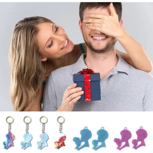 R58E Mother Kiss Child DIY Epoxy Mold Woman Kid Head Beauty Irregular Silicone Mould for DIY Keychain Decoration Accessories