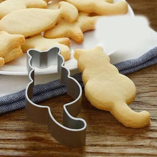 Cookie Cutters Moulds Steel Cute Animal Cat Shape Biscuit Mold DIY 3D Sugar Craft Pastry Biscuit Fondant Backing Tools