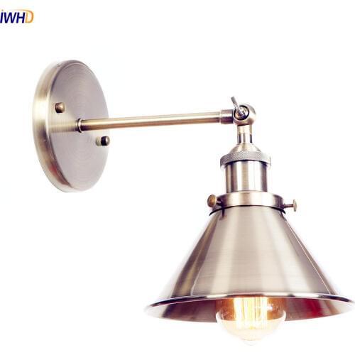 IWHD Brass Color Retro LED Wall Light Fixtures Bedroom Stair Bathroom Loft Industrial Antique Wall lamp Edison Style Lighting