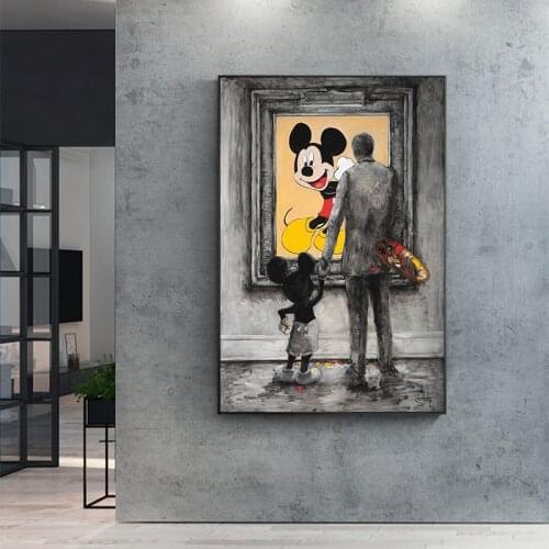 Disney Mickey and Minnie Classic Oil Paintings Canvas Painting Graffiti Art Posters and Prints Wall Pictures for Living Room