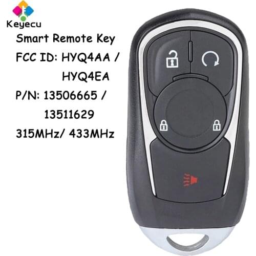 KEYECU Smart Promixity Remote Car Key With 4 Button 315MHz ID46 Chip - FOB for Buick Encore 2017-2020 FCC ID: HYQ4AA ,13506665B