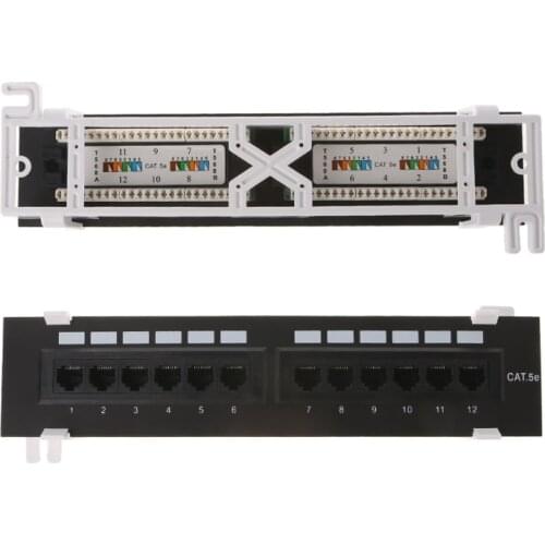 12 Port CAT5 CAT5E Patch Panel RJ45 Networking Wall Mount Rack Mount Bracket Dropship