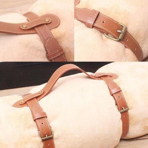 Yoga Mat Bundle Vintage Style Leather Picnic Blanket Strap Brown Color for Outdoors Leather Metal Picnic Mat Strap Blanket Strap