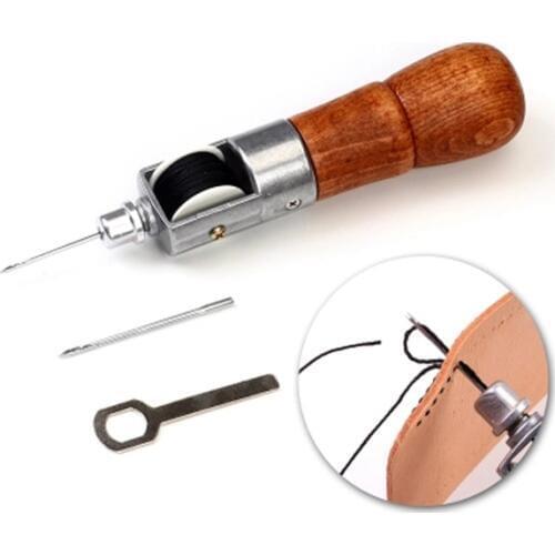 Leathercraft Lock Stitch Sewing Awl Thread Kit Needles Stitch Leather Fabric #H0VH# Drop shipping