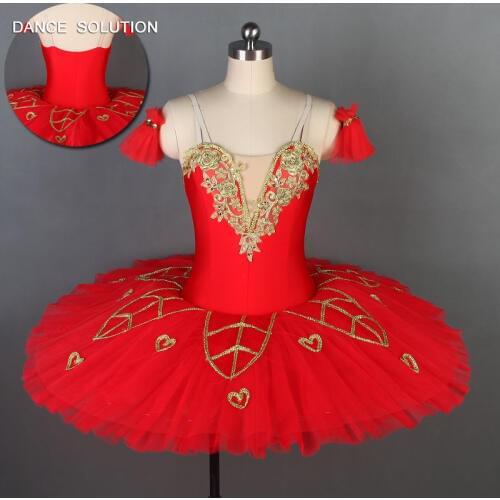 Adult Red Pre-Professional Ballet Dance Tutus Ballerina Dress Dance Costumes Girls Stage Performance Costume Pancake Tutu BL042