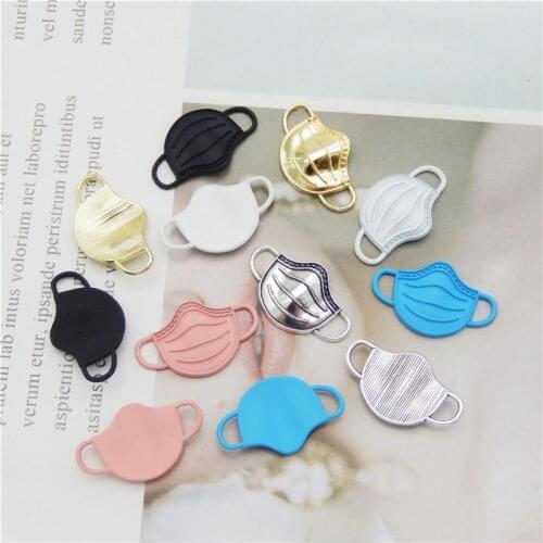 Julie Wang 6PCS Small Mask Charms Spray-painted Alloy Connector Mixed Colors Pendant Bracelet Earring Jewelry Making Accessory