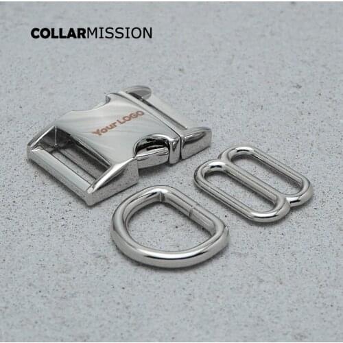 20mm Silver Engraving Metal Plated Buckle (Metal Buckle+ Adjust Buckle+ D Ring) For Bag Webbing Cat Dog Collar DIY Accessory