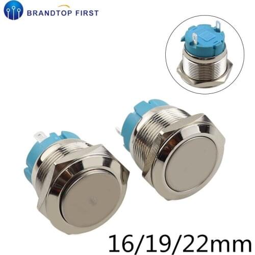 16mm 19mm 22mm Metal push button Waterproof button momentary push button 1NO 2pins power switch fixed self-locking