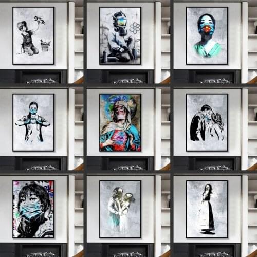 Banksy Game Changer Nurse Tribute Canvas Painting Abstract Posters and Prints Wall Art Pictures for Living Room Decor Cuadros