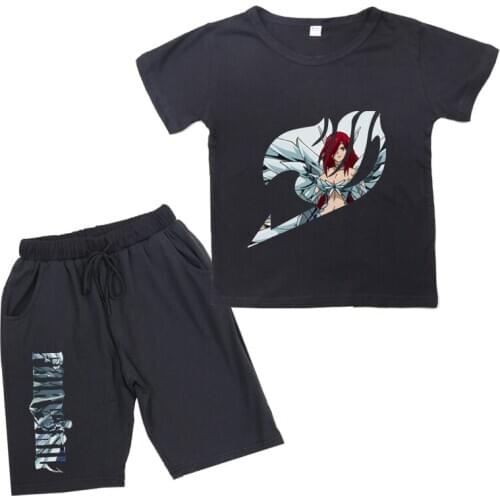 Girls Clothes 2020 Summer Style Boys Baby Girls Tops Clothing Sets FAIRY TAIL Print T-shirt Short 2Pcs for Kids Clothes Children