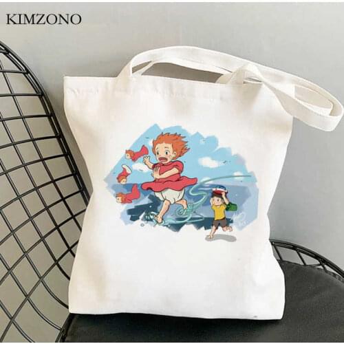 Ponyo on the Cliff Studio Ghibli shopping bag shopper bolsa shopping cotton recycle bag reusable bag reciclaje sacola sac tissu