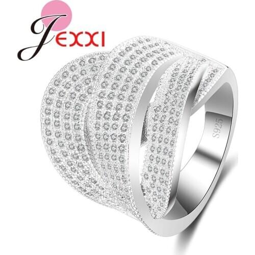 Luxury Shinny 925 Sterling Silver Rings For Women Brand Clear CZ Engagement Party Finger Ring Feamle Anillos