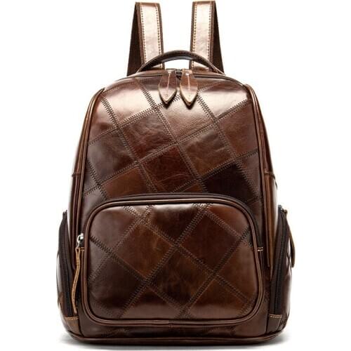 100% Genuine Leather Womens Backpacks bags Oil Wax Leather Women Backpack Brand Coffee Cowhide Lady rucksack Schoolbag 2020