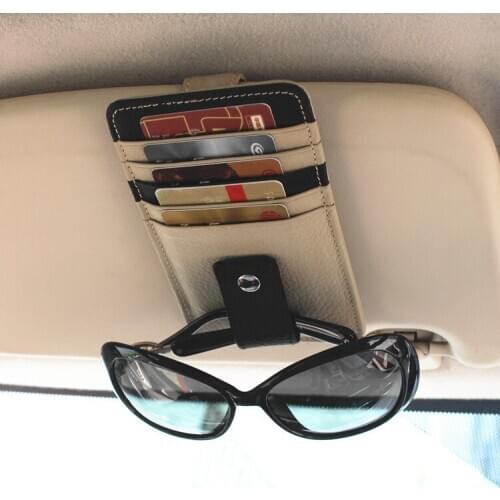 Universal car key case sun visor storage box PU leather cases card holder glass box auto parts sun visor storage box-car styling