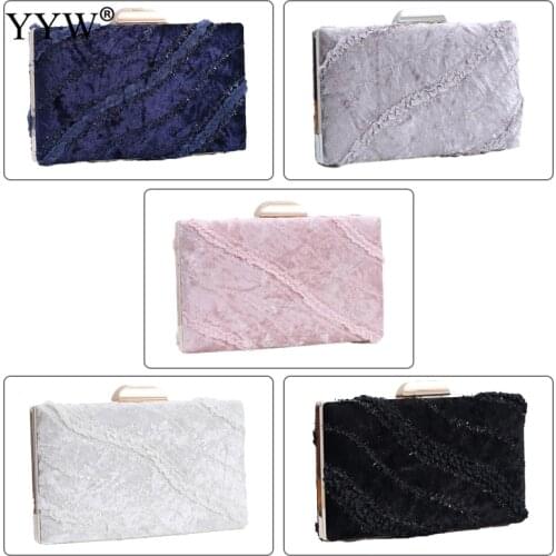 YYW Velour Blue WomenS Bag Wedding Handbag Clutch Female 2019 Vintage Wedding Bags Clutches Female Black Pink White Purse