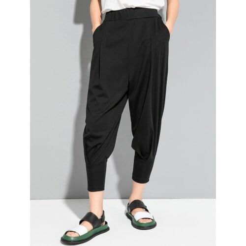 Foreign trade fashion brand elastic waist comfortable casual pants 2021 summer new street personality show thin 7-point Harem Pa