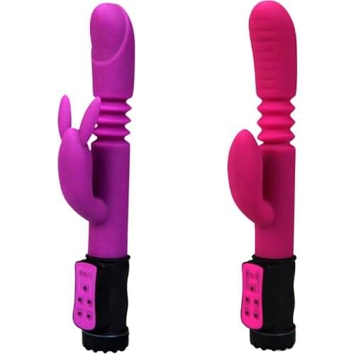 Retractable pulling and inserting rotating bead vibrator for adult sex products G clitoral double shock friction stick