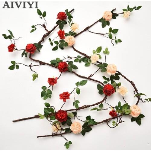 Foreign peony rattan flower artificial flower silk plastic rattan vine vine flower living room wedding party window decoration
