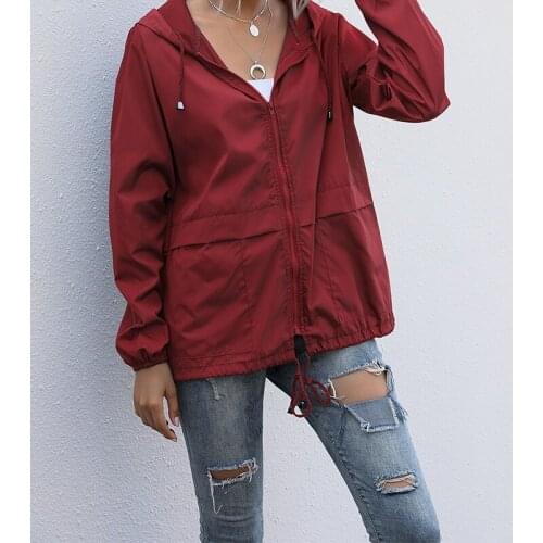 Outdoor Hiking Waterproof Raincoat Jackets Loose Coats Women Spring Jacket Zipper Hoodie Long-Sleeved Ladies Sports Clothes