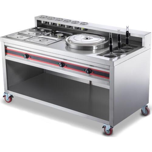 1.5 meters to increase electric hot snack car 201# stainless steel commercial dining car Chinese food fast production