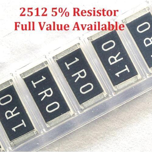 100pcs/lot SMD Chip Resistor 2512 43R/47R/51R/56R/62R 5% Resistance 43/47/51/56/62/Ohm Resistors K Free Shipping