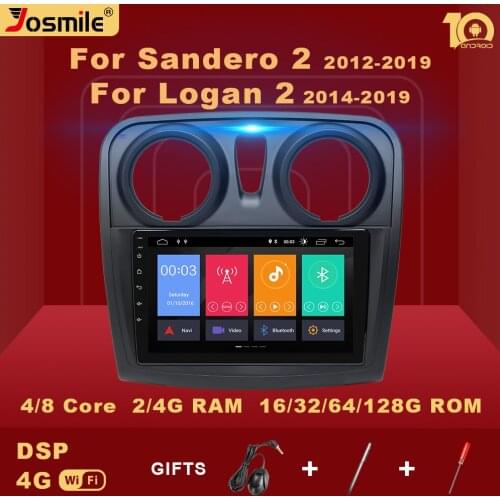 2 din Android 10.0 Car Multimidia Player For Renault Logan 2 Sandero 2014-2019 Radio Video GPSdvd AI Voice Control 4GB WIFI DSP