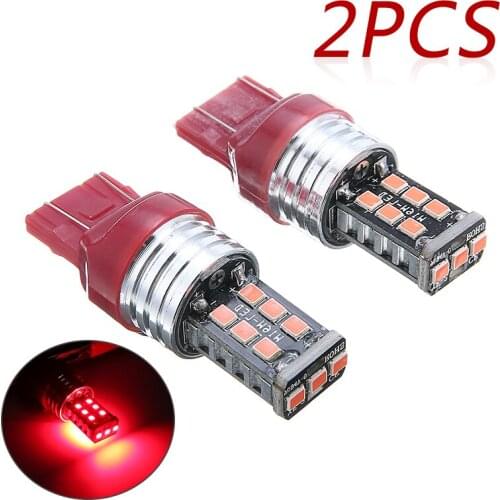 2pcs 7443 Red LED 8 Times Strobe Flash Light Blinking Brake Tail Signal Lights Car Auto Parking Lamp Bulbs Accessories Parts