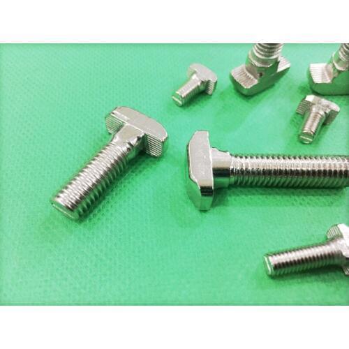 20pcs 3030 Series M6 Hammer Head T Bolt Screw Nickel Plated For 3030 Aluminum Profile T-slot M6*12/16/20/25/30mm