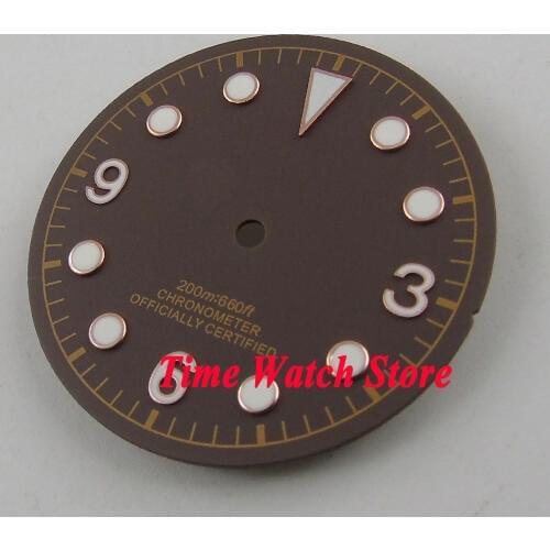 30.4mm coffee sterial dial luminous rose golden marks Watch Dial fit ETA 2824 2836 MIYOTA 8215 821A Automatic Movement D51