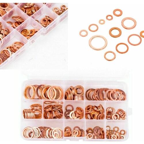 300pcs Copper Sealing Solid Gasket Washer Sump Plug Oil For Boat Crush Flat Seal Ring Tool Hardware Accessories Pack New
