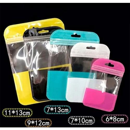 500pcs 6 sizes Self Sealing large Plastic pvc Zip Lock Bag Thick Clear Ziplock Earrings Jewelry Packaging pvc Bag with zipper