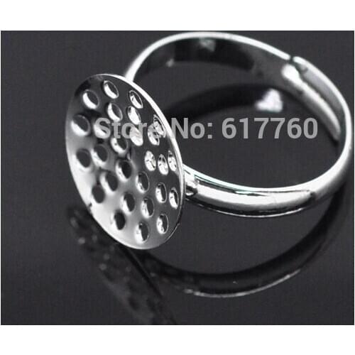 Free Shipping! 20PCs Adjustable Silver Plated Ring Setting Base Blank Findings 17.5mm US 7(Tray:14mm) (E03970)