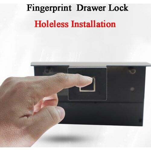 Holeless Installation Black Mini Smart Lock Anti Theft Safety Fingerprint Lock Keyless Office Home Cabinet Drawer Electric Door