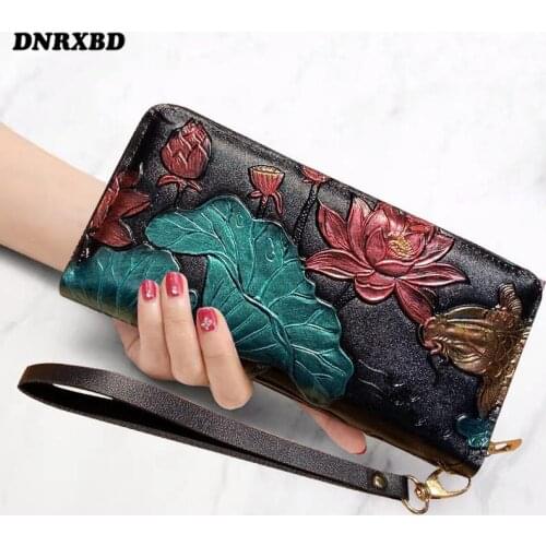 Brand Wallets For Women 3D Flower Clutch Money Bag Coin Pocket Lotus Pattern Wristlet Cards Holder Womens Wallet cartera mujer