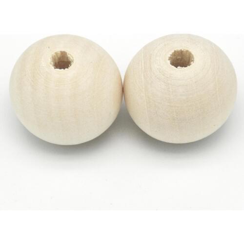 40mm Large Round Ball 10PCS Unfinished Natural Wood Beads DIY Crafts Wooden Beads Jewelry Making For Baby Smooth Teething