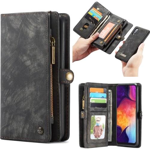Multifunctional Split Wallet Leather Pouch Bag Cover For Samsung A70 A50 A20 A40 A30 Phone Case Money Card Pocket Zipper